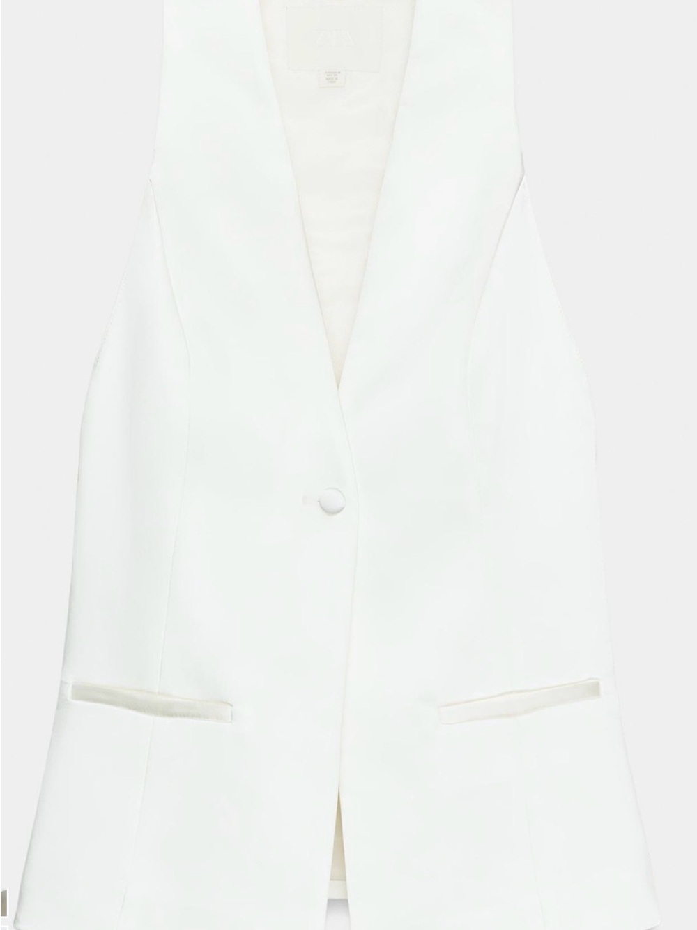 Zara White Sleeveless Tailored Blazer Vest